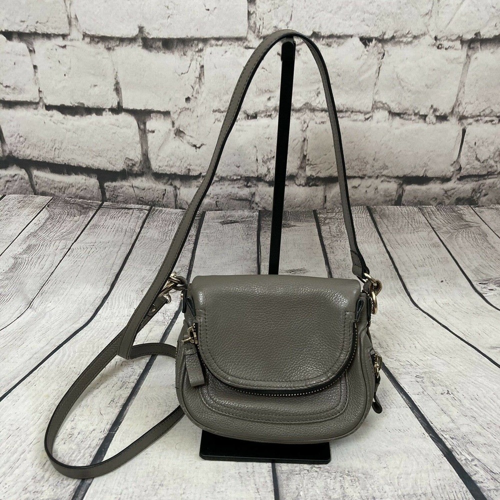 Inzi‎ Gray Double zipper leather crossbody bag